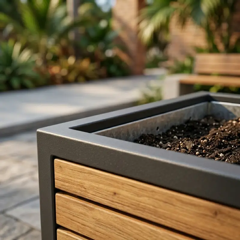 Planter Box Besi Hollow dan Papan Kayu [3]