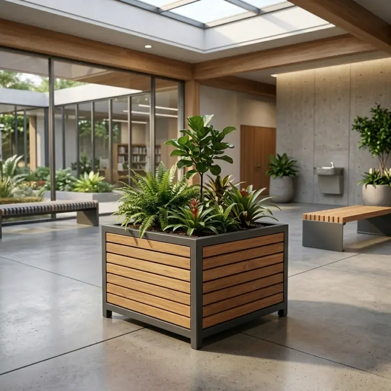 Planter Box Besi Hollow dan Papan Kayu [4]
