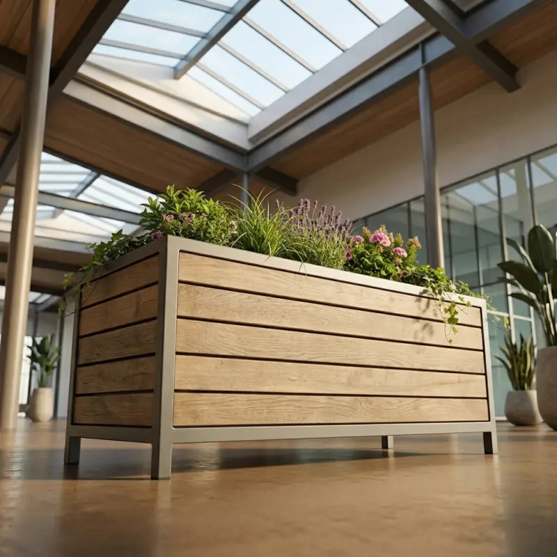 Planter Box Besi Kayu Outdoor Persegi Panjang [2]