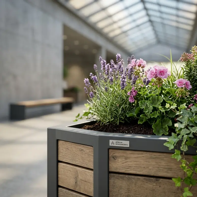 Planter Box Besi Kayu Outdoor Persegi Panjang [3]