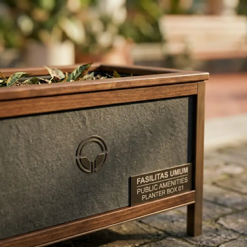 Planter Box Besi Kombinasi Kayu Finishing Antique Brass [3]