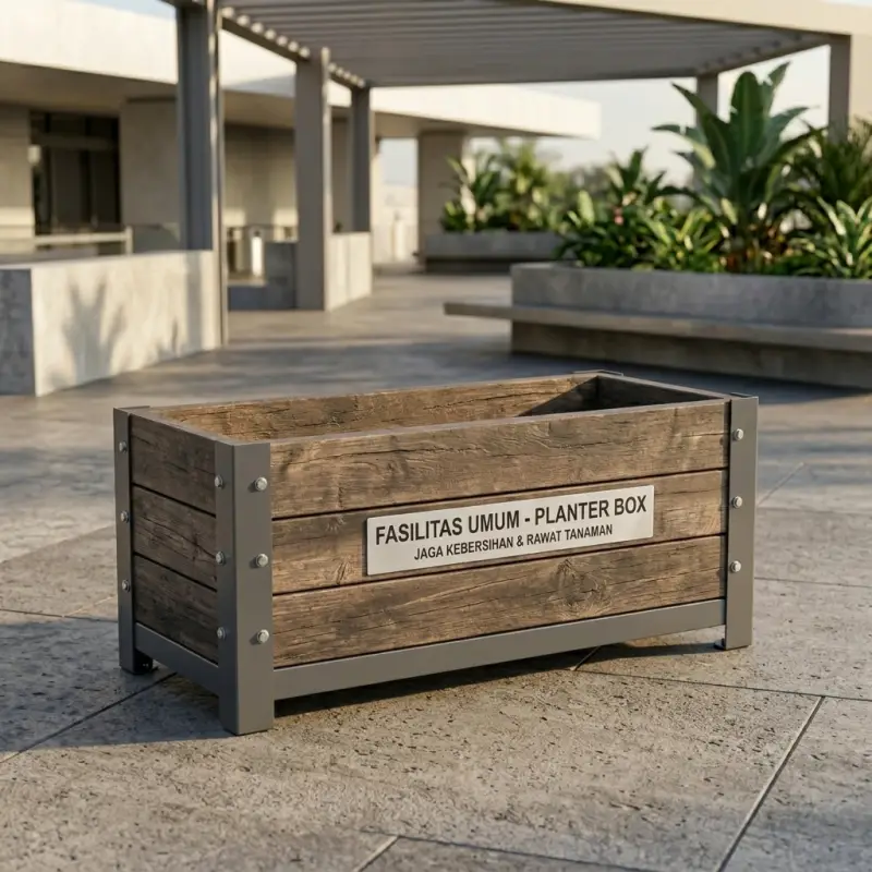 Planter Box Kayu Besi Industrial Fasilitas Umum [4]