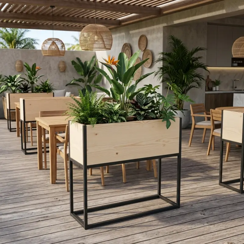 Planter Box Kayu Besi Minimalis untuk Cafe dan Restoran [2]