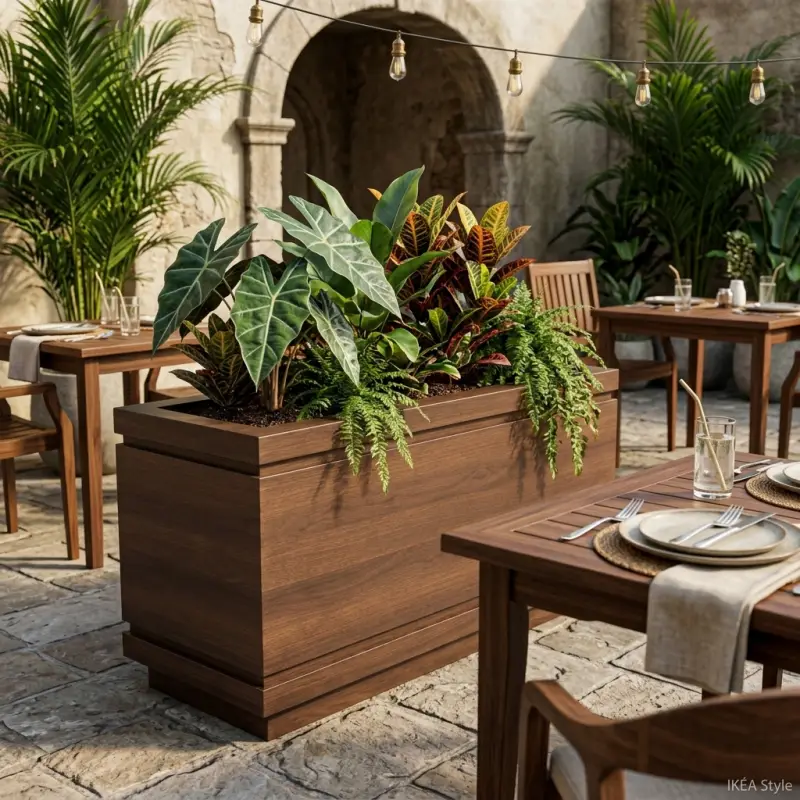 Planter Box Kayu Finishing Walnut untuk Area Outdoor [2]