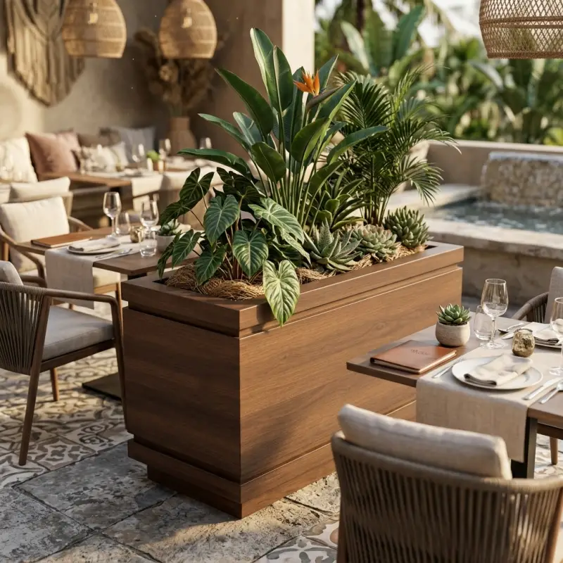 Planter Box Kayu Finishing Walnut untuk Area Outdoor [5]