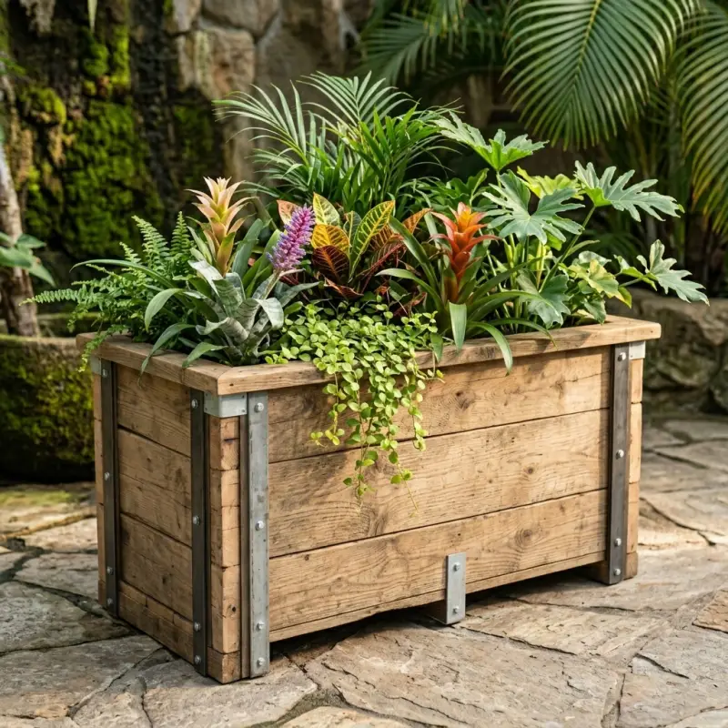 Planter Box Kayu Reclaimed dengan Rangka Besi Galvanis [2]