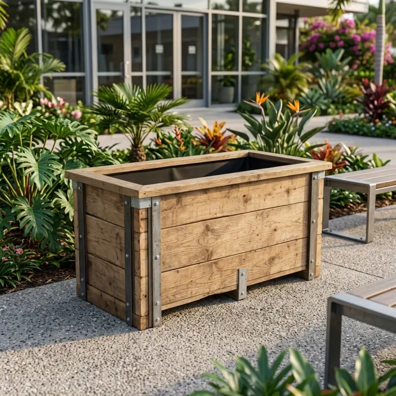 Planter Box Kayu Reclaimed dengan Rangka Besi Galvanis [6]