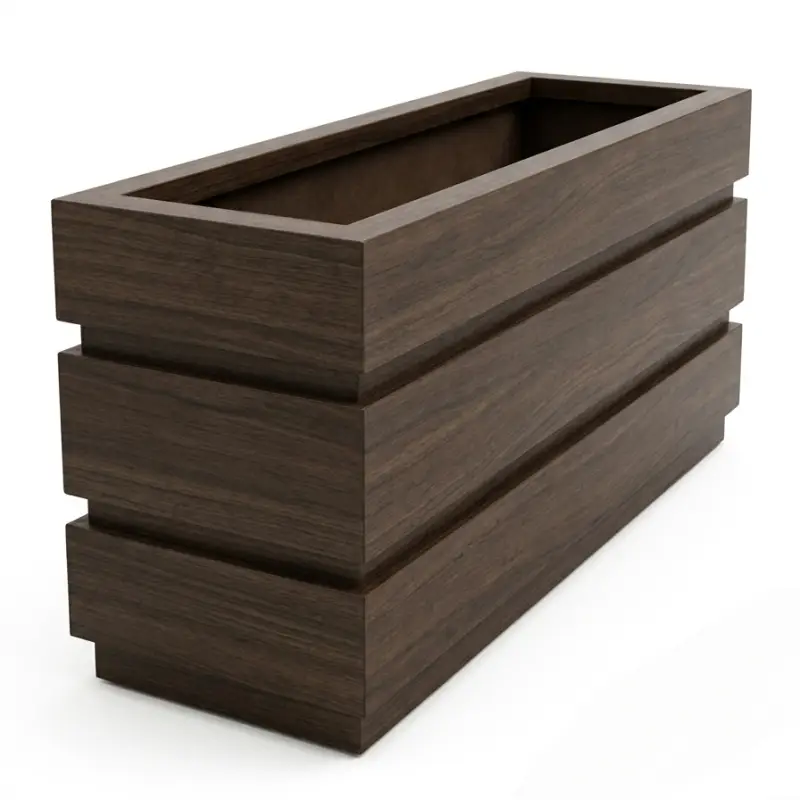 Planter Box Kayu Slat Horizontal Finishing Walnut [1]