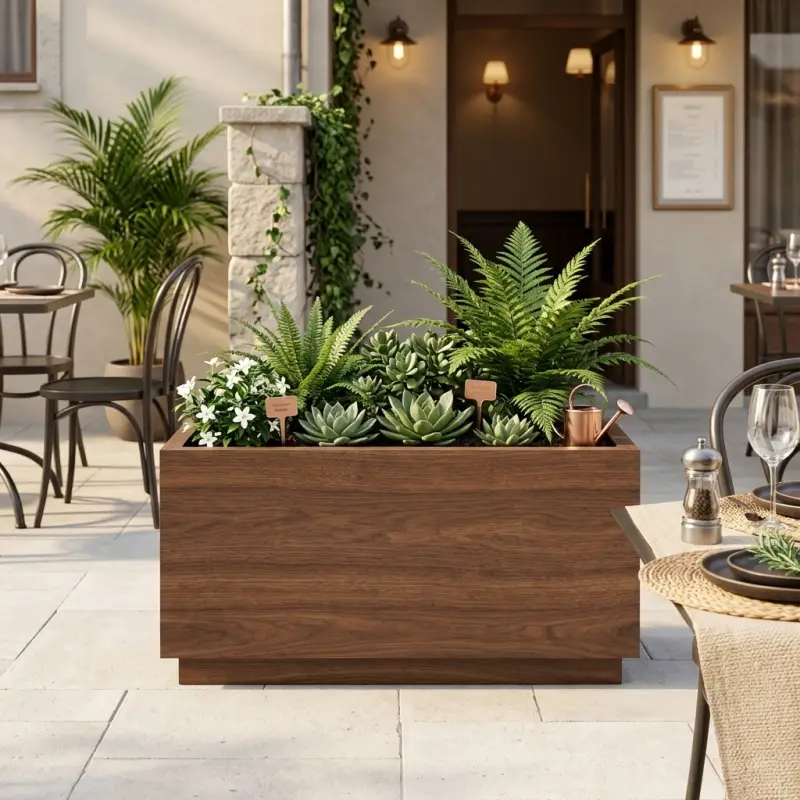 Planter Box Kayu Walnut Persegi Panjang [2]