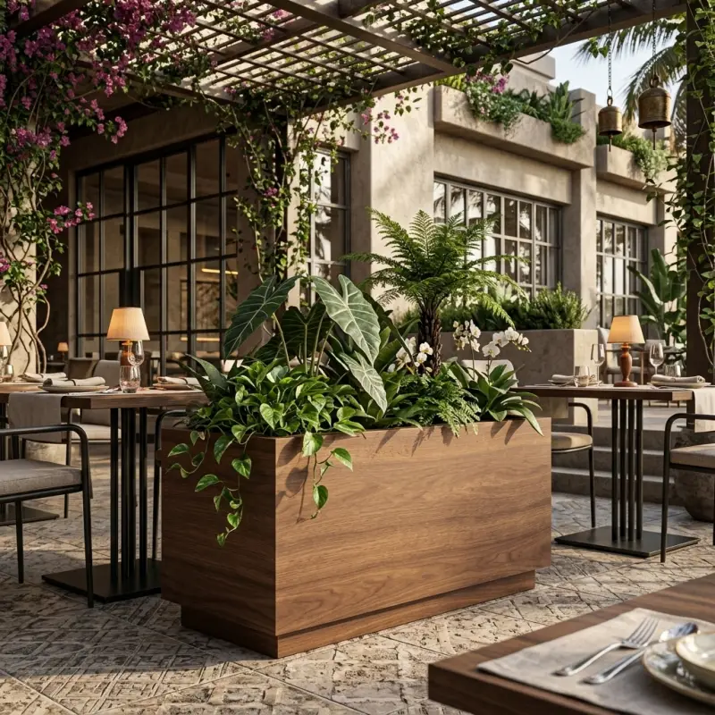 Planter Box Kayu Walnut Persegi Panjang [5]