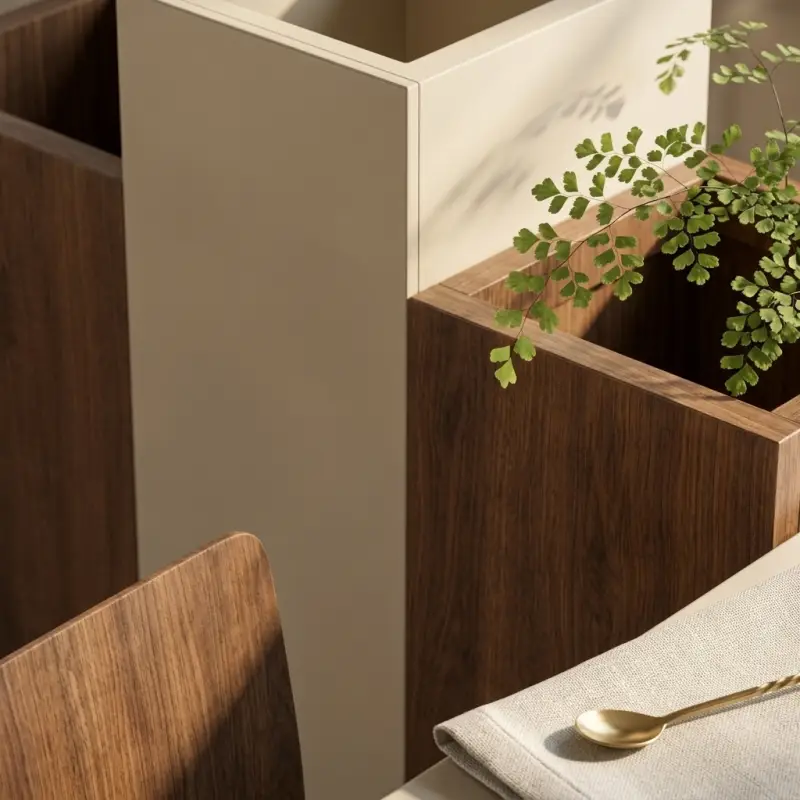Planter Box Kombinasi Kayu Walnut dan Metal 3 Kompartemen [3]