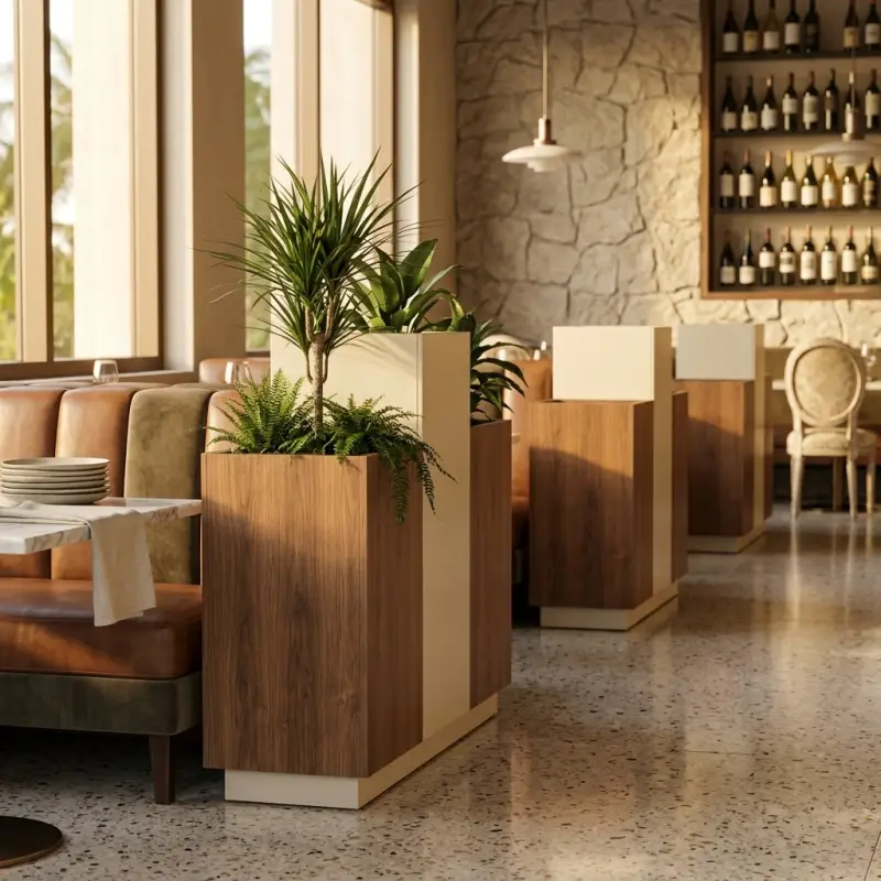 Planter Box Kombinasi Kayu Walnut dan Metal 3 Kompartemen [4]