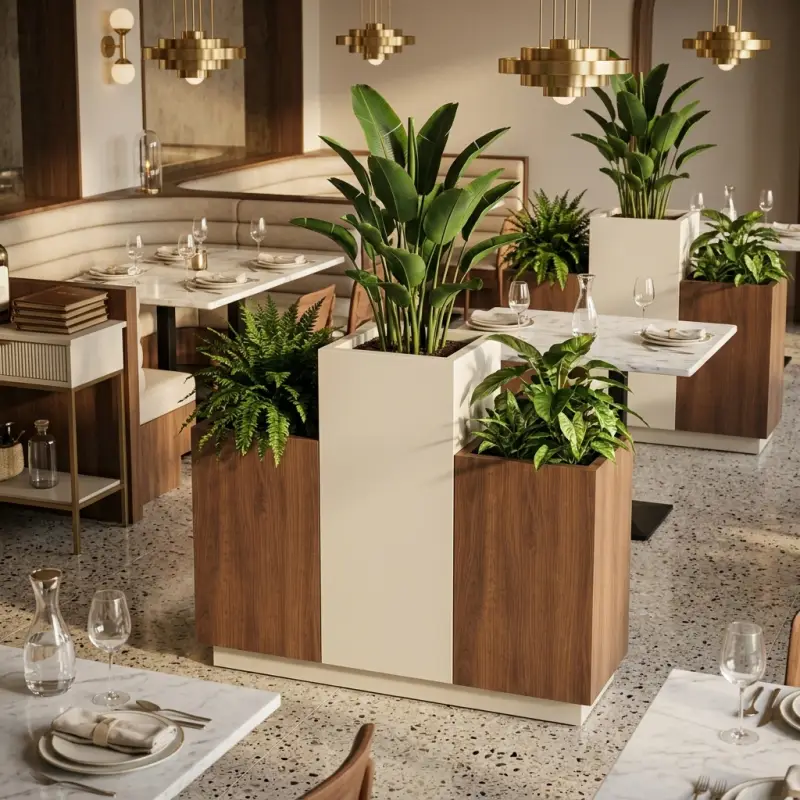 Planter Box Kombinasi Kayu Walnut dan Metal 3 Kompartemen [5]