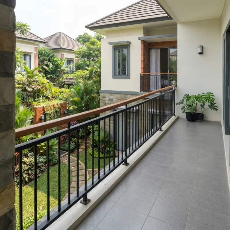 Railing Balkon Besi Hollow Top Kayu [2]