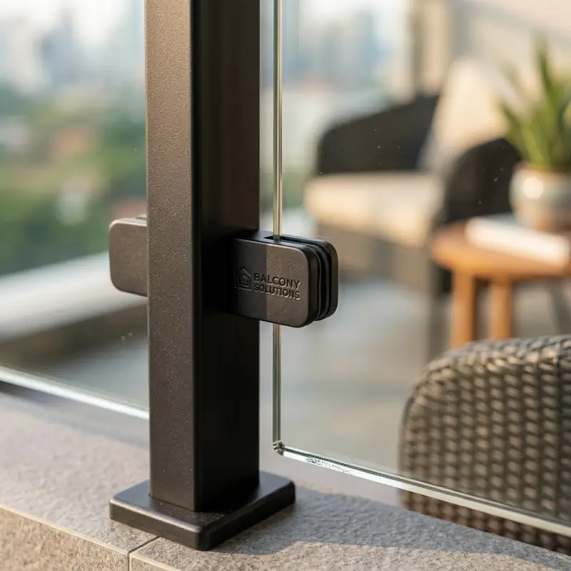 Railing Balkon Kaca Tempered Frame Besi Hollow Finishing Powder Coat [4]