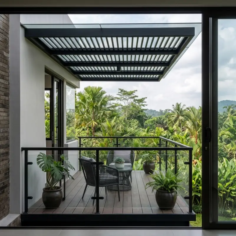 Railing Balkon Kaca Tempered Frame Besi Minimalis [2]