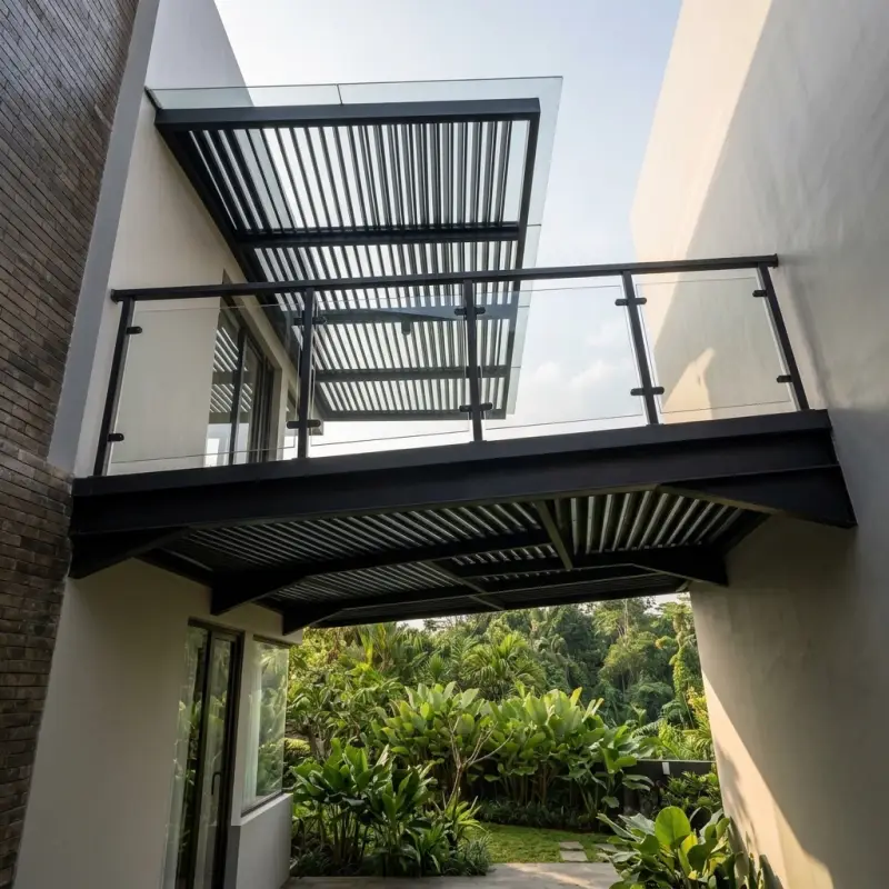 Railing Balkon Kaca Tempered Frame Besi Minimalis [3]