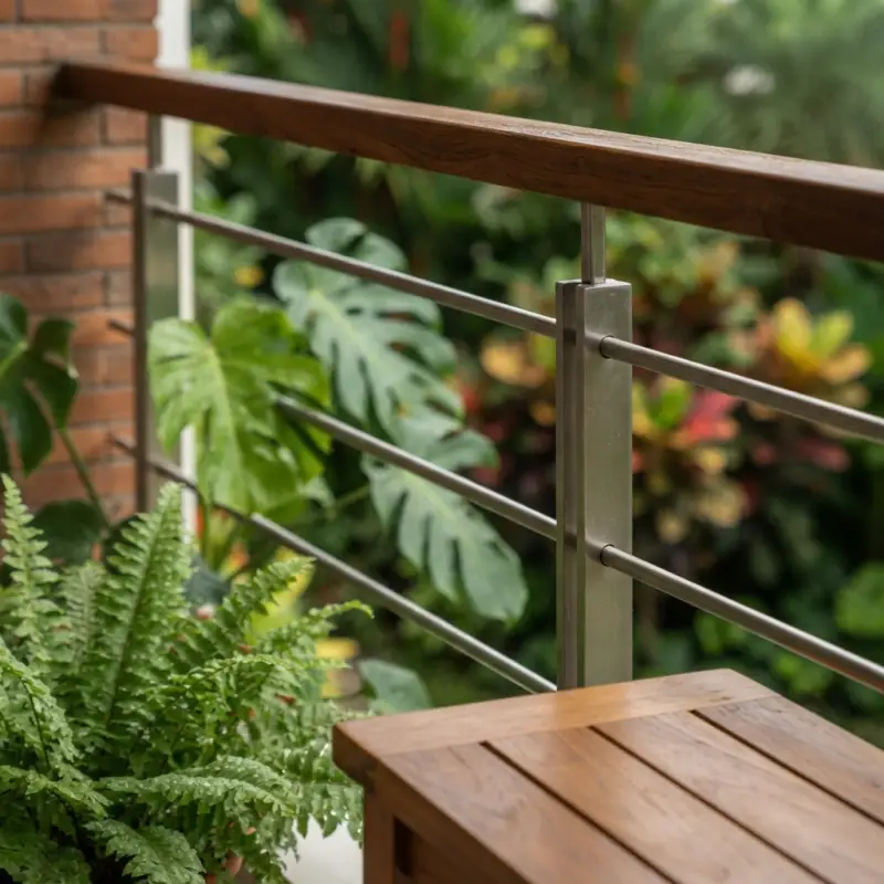 Railing Balkon Kaca Tempered Rangka Besi Hollow Finishing Powder Coat [4]