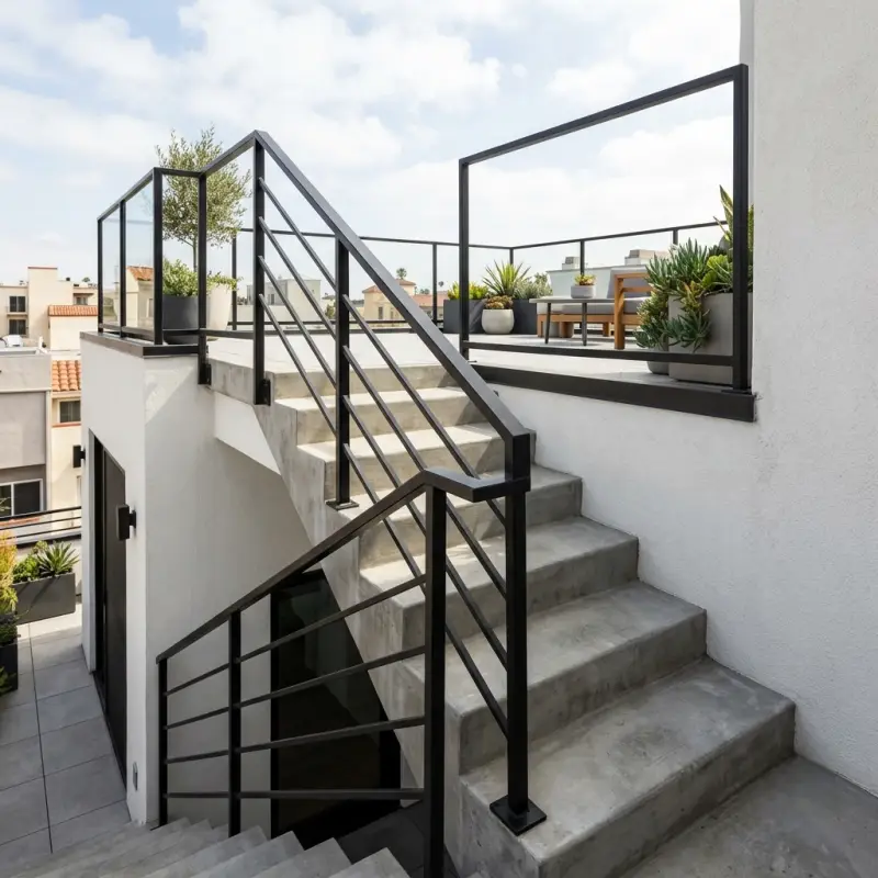 Railing Tangga Besi Hollow Finishing Powder Coat Hitam Gaya Modern Minimalis [2]