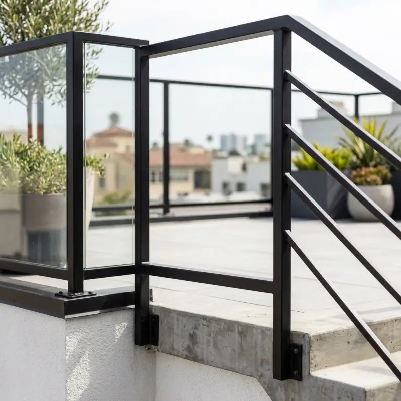 Railing Tangga Besi Hollow Finishing Powder Coat Hitam Gaya Modern Minimalis [4]