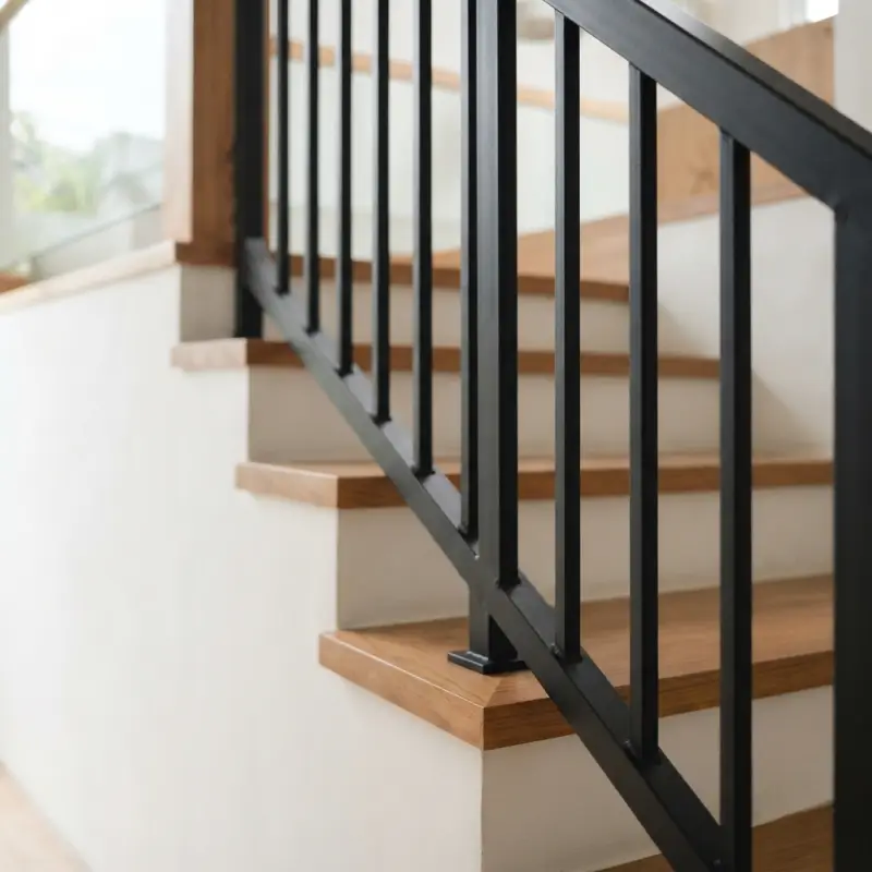 Railing Tangga Besi Hollow Kombinasi Handrail Kayu [4]