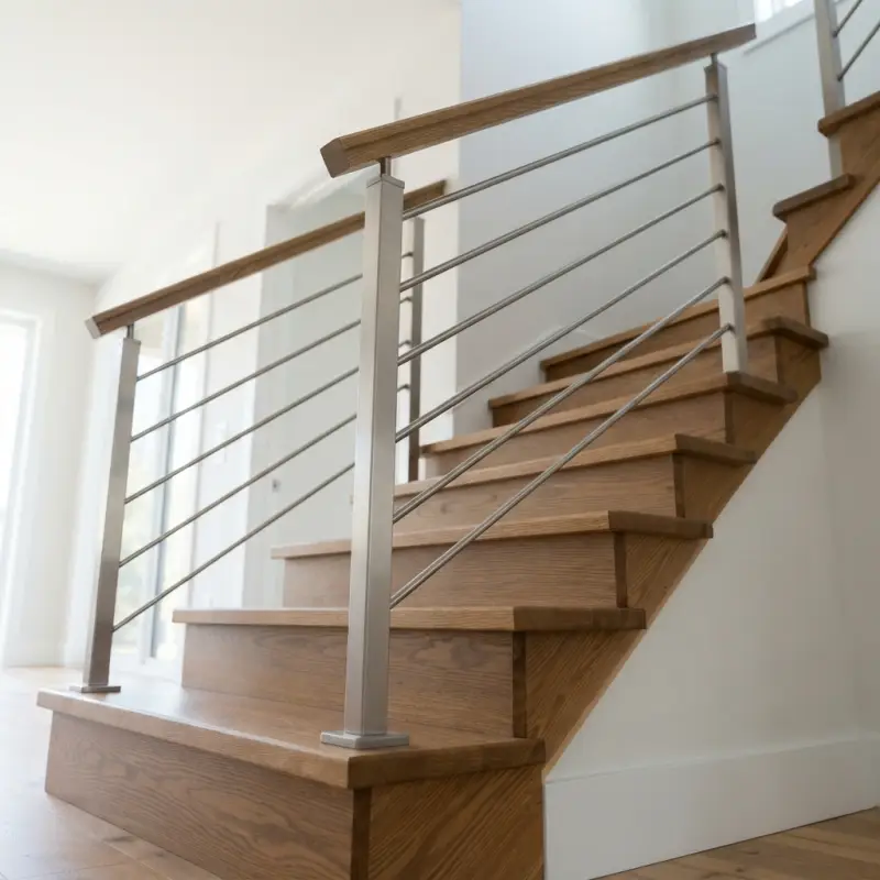 Railing Tangga Horizontal Bar Stainless Steel Handrail Kayu [4]
