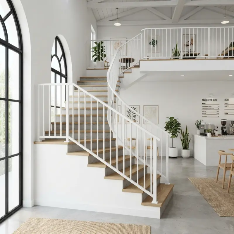 Railing Tangga Lengkung Putih Scandinavian [3]