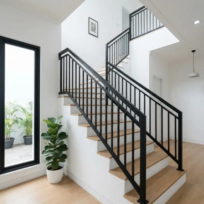 Railing Tangga Minimalis Besi Hollow Finishing Powder Coat Hitam [4]