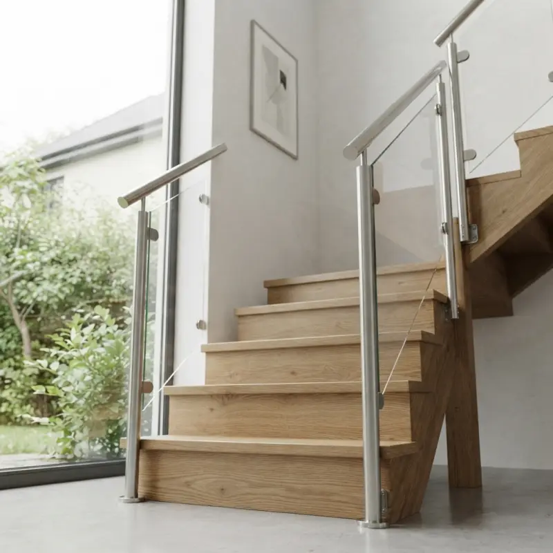 Railing Tangga Wire Rope Stainless dengan Handrail Kayu Solid [2]