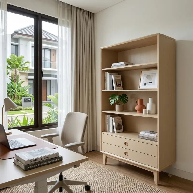 Rak Buku Kayu dengan Laci Scandinavian Style [2]