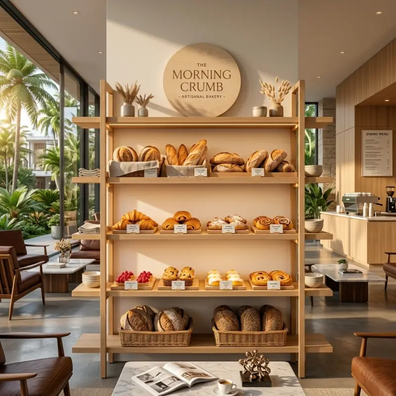 Rak Display Bakery 4 Susun Kayu Natural [3]