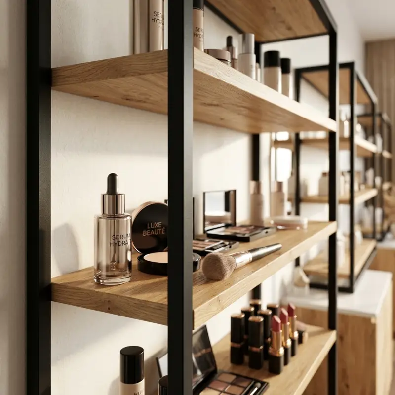 Rak Display Besi Kayu 4 Susun Gaya Industrial Modern [3]