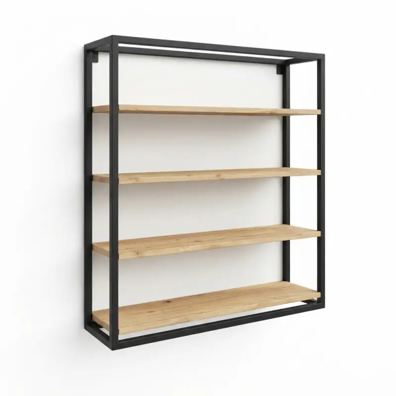 Rak Display Besi Kayu 4 Susun Gaya Industrial Modern [5]