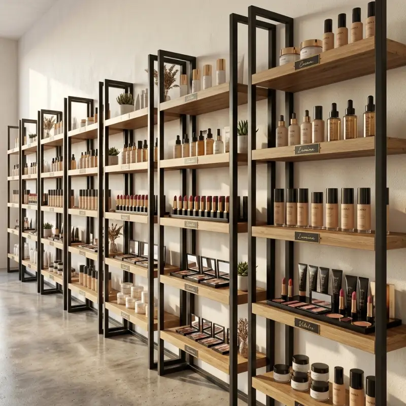 Rak Display Besi Kayu 5 Susun untuk Toko Kosmetik dan Skincare [2]
