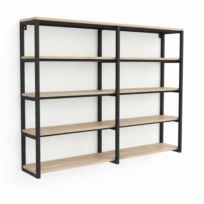 Rak Display Besi Kayu Gaya Industrial untuk Toko Kosmetik dan Retail [5]
