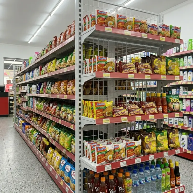 Rak Display Gondola 5 Susun Divider Merah [4]