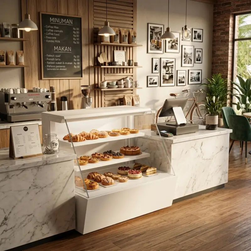 Rak Display Kaca 3 Susun untuk Pastry dan Bakeri [4]