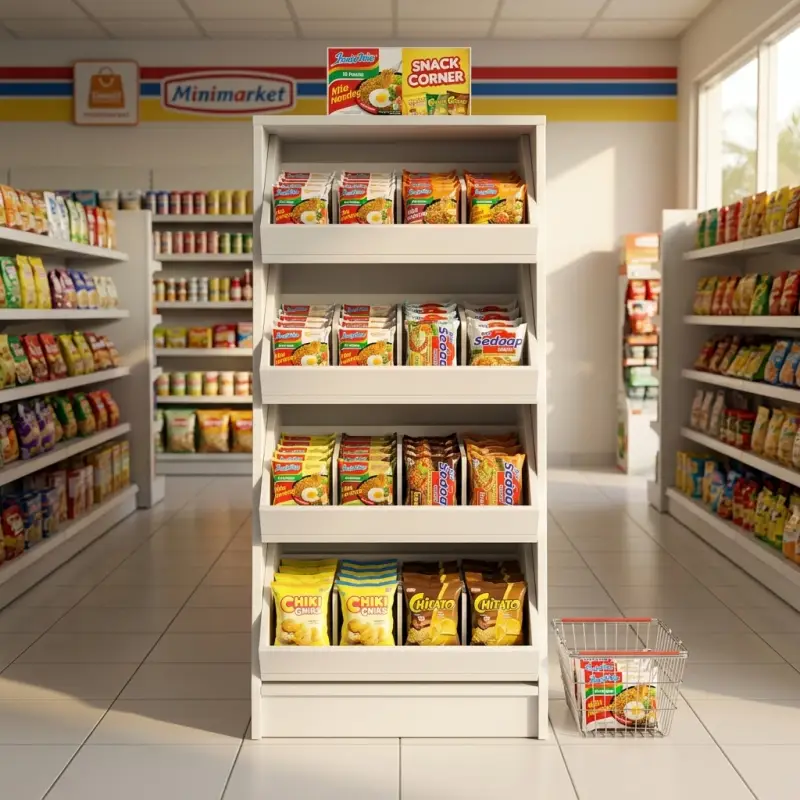Rak Display Miring 4 Tingkat dengan Sekat untuk Minimarket [2]