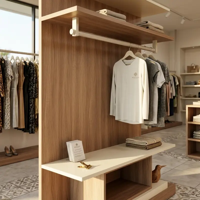 Rak Display Pakaian Toko dengan Hanging Rail dan Rak Bertingkat [2]