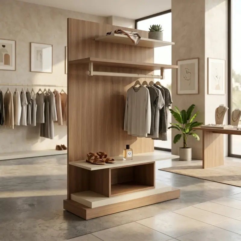 Rak Display Pakaian Toko dengan Hanging Rail dan Rak Bertingkat [3]