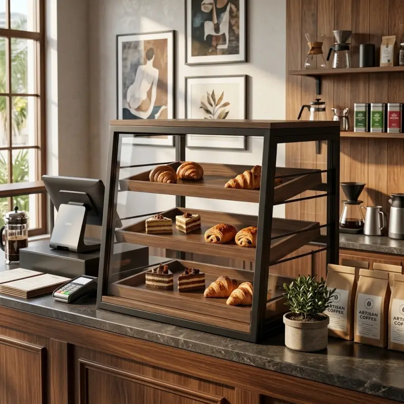 Rak Display Pastry 3 Susun Rangka Besi Kayu [3]