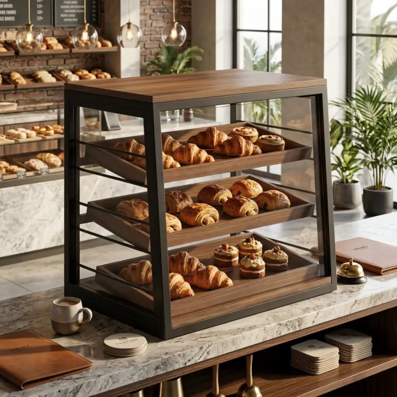 Rak Display Pastry 3 Susun Rangka Besi Kayu [5]