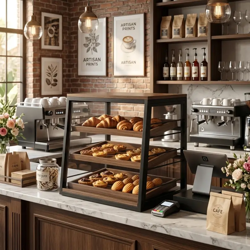 Rak Display Pastry 3 Susun Rangka Besi Kayu [6]