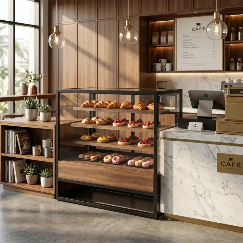 Rak Display Pastry Besi dan Kayu 4 Tingkat [2]