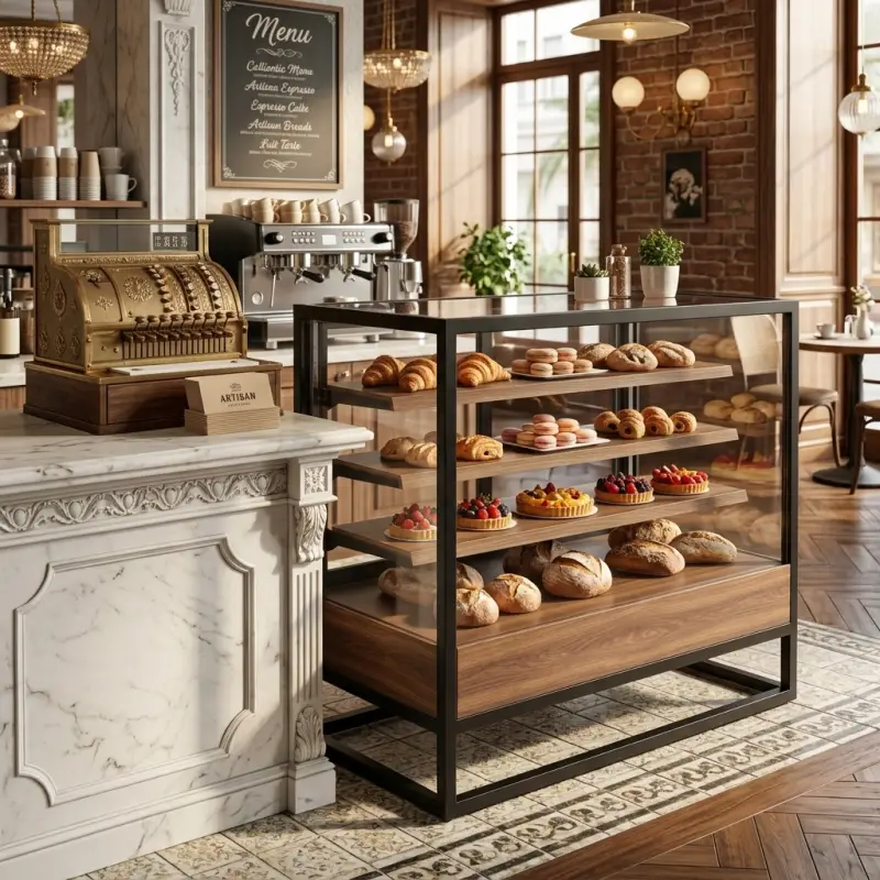 Rak Display Pastry Besi dan Kayu 4 Tingkat [3]
