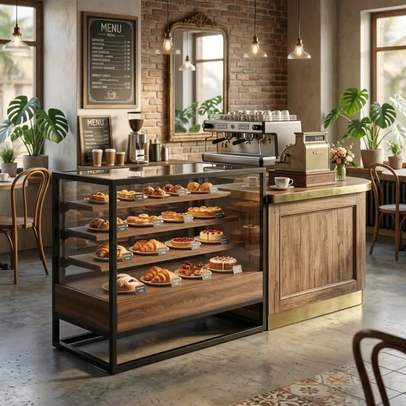 Rak Display Pastry Besi dan Kayu 4 Tingkat [5]