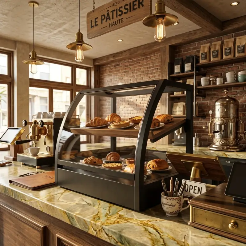 Rak Display Pastry Kaca Lengkung 2 Tingkat [4]