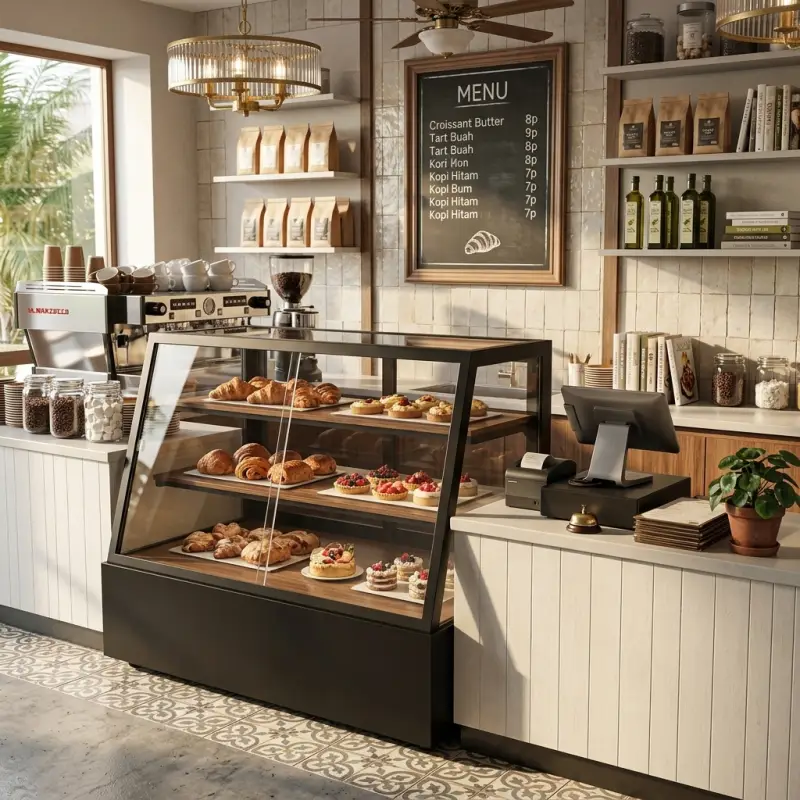 Rak Display Pastry Rangka Besi Kaca [4]