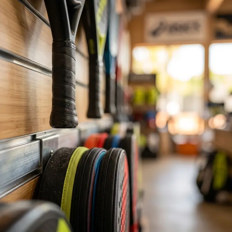 Rak Display Raket Padel Rangka Besi Panel Kayu [4]