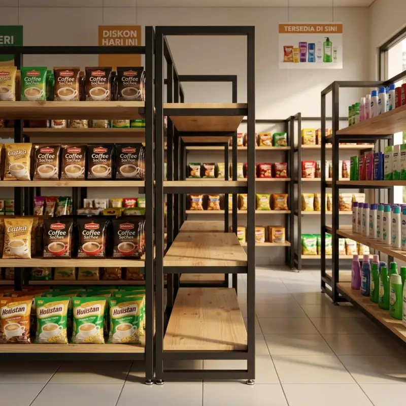 Rak Display Toko Besi Kayu 4 Susun [4]